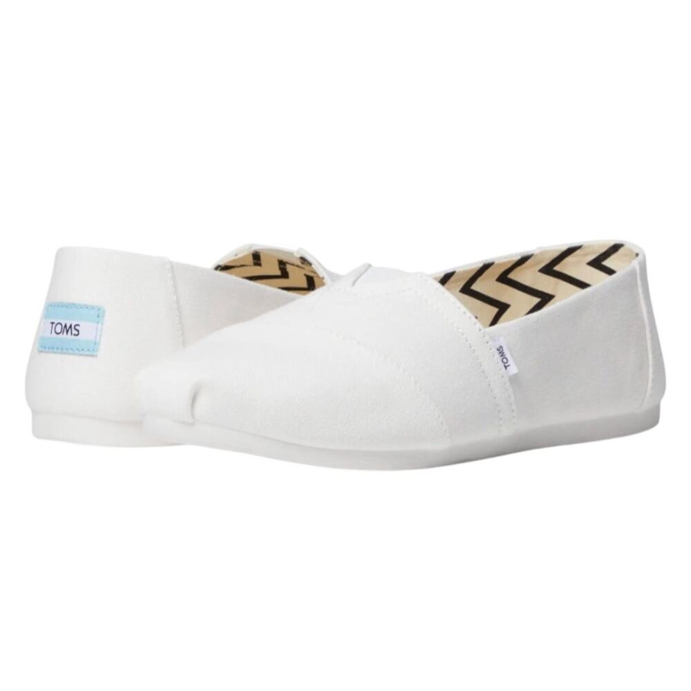 Toms Women's Classic Alpargata in White Recycled Cotton, Size 9.5